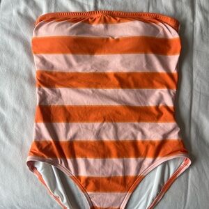 Kate Spade Pink and Orange Stripe One-Piece Swimsuit